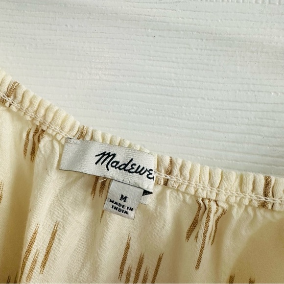 Madewell Tank Top Ruffle Strap Ikat Blouse Cream Dainty Cotton Summer Medium - Picture 5 of 6